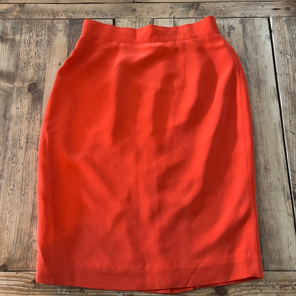 Dana Buchman Vintage Slik Burnt Orange Pencil Skirt Sz 10